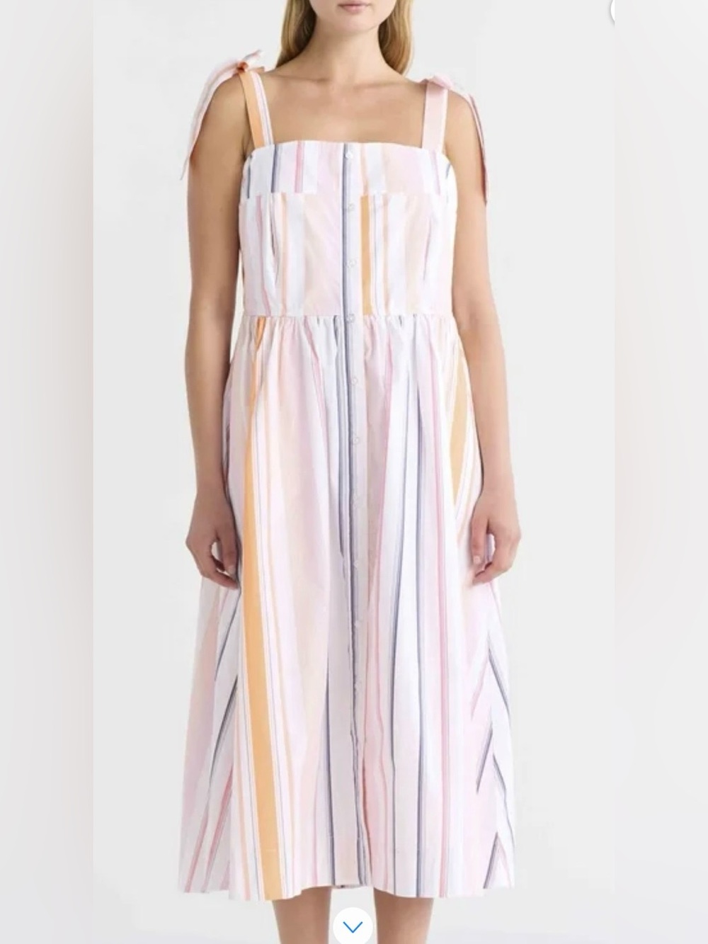 Free Assembly 2x Pink Striped Tie-Shoulder Midi Sundress